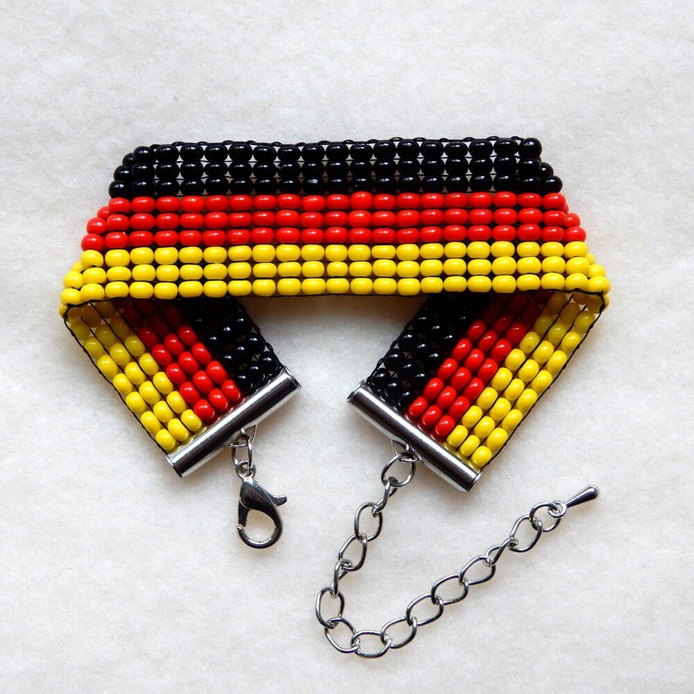 Germany German flag bead bracelet, handmade, adjustable length, Deutschland